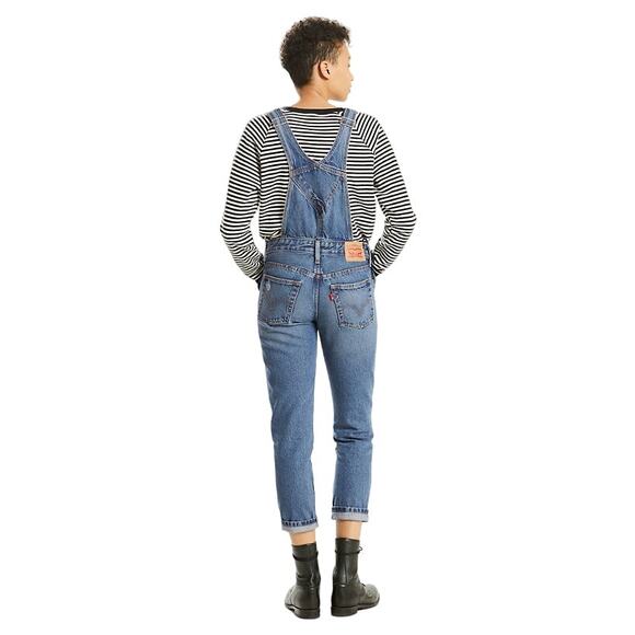 Levi's Bib Overalls Jeans 100% Cotton Adjustable Distressed Straight Med Wash XS - Picture 2 of 8